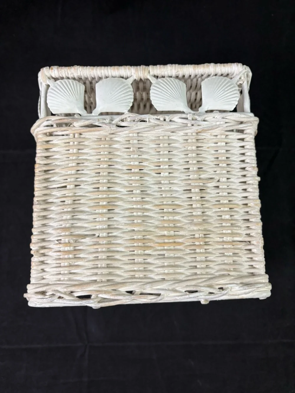 Wicker and Metal Clam Seashell Tissue Box Cover Beach House Coastal